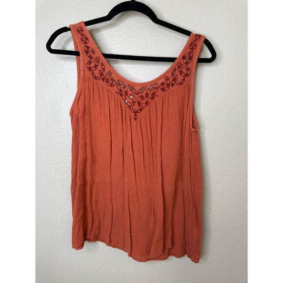 Mudd Womens Rust Tank top Small pull over‎ rayon boho summer sleeveless - Picture 2 of 7
